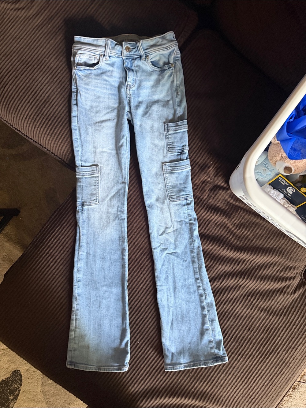 American Eagle Outfitters Light Wash Cargo Flare Jeans
